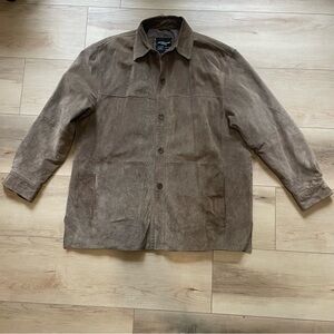 Vintage Pronto Uomo Men's Jacket Button Up Leather Suede Coat Beige Size XXL